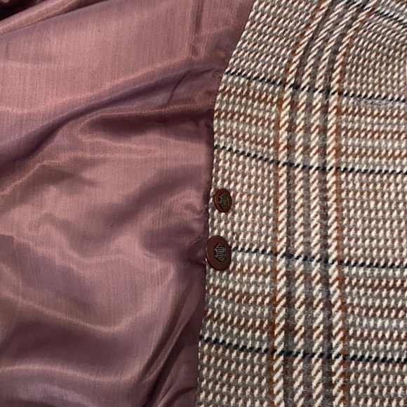 VINTAGE TWO Roads Plaid Tweed Preppy Sport Blazer Brown Greyish Wool Sz 7 - Picture 10 of 14